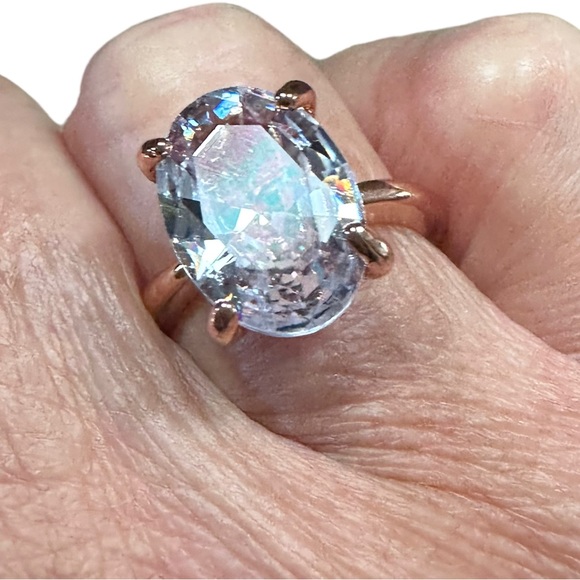 Rose Gold Large Oval Diamond Solitaire Ring - Picture 3 of 9